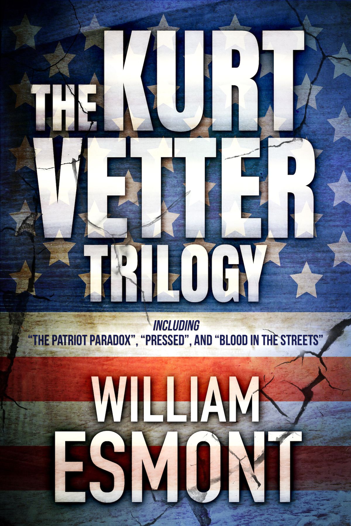 Kurt Vetter Trilogy superimposed over tattered American flag